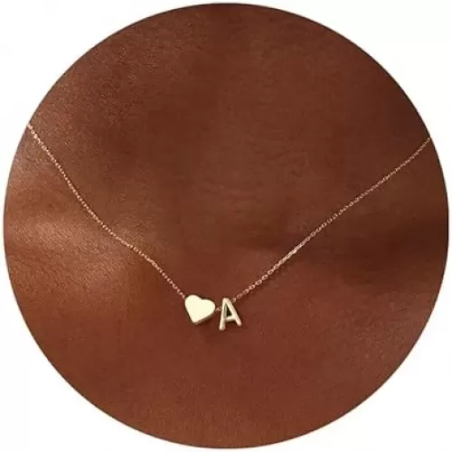 Turandoss Gold Heart Initial Necklace for Women Teen Girls - 18K Gold Plated Letter A-Z Pendant Necklace Dainty Heart Necklaces Tiny Initial Necklaces Birthday Gifts for Women Jewelry