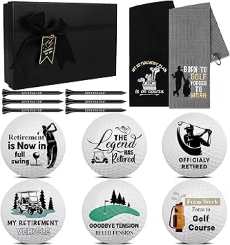 Waldeinsamkeit 14-Piece Funny Golf Ball Gift Set Retirement Gift Set Funny Golf Balls & Towel Combo with Tees for Dad, Husband, Golfers | Retirement, Birthday, Present