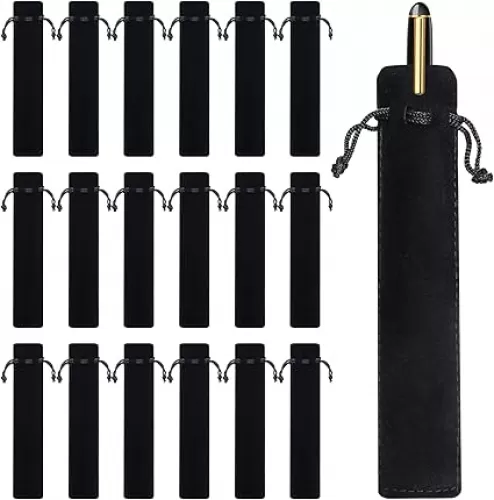 Yexiya 100 Pieces Velvet Pen Pouch Black Drawstring Pen Bag Black Pencil Case Pencil Bag Soft Single Sleeve Holder Home Decor Products for Student Adult Gifts School Office Business Supplies