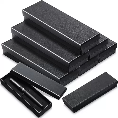 Yexiya 12 Pieces Empty Pen Gift Box with Cushion for Display Pencil Ballpoint Fountain Pen Jewelry Black Cardboard Collection Case for Christmas Wedding Business Birthday Souvenir Office Supplies