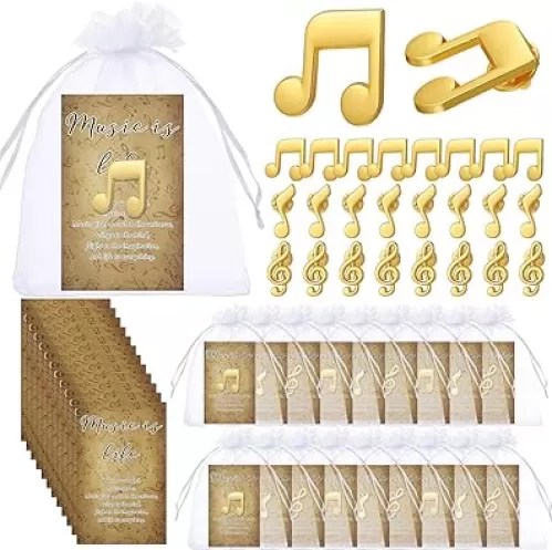 Yinkin Music Lapel Pin Gifts Bulk 3 Styles Musical Brooch Music Card and Organza Bag Back to School Gifts for Teacher Student