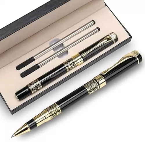 YIVONKA Ballpoint Pen Black Refill, business pens, Luxury Pen, Best Ball Pen Gift Set for Men & Women Professional Executive, Office, Nice Pens Classy Gift Box (Black)
