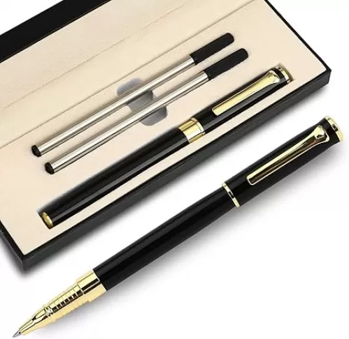 YIVONKA Luxury Ballpoint Pen Black Refill Line width 0.5mm, Best Office Pen Gift for Men & Women Professional Executive, Nice BallPens Classy Gift Box (Black)