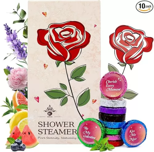 10 Rose Scented Shower Steamers – Luxe Aromatherapy Gift Set for Girls, Wives & Moms, Perfect Mother