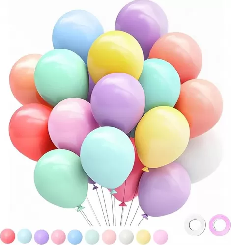 100pcs Rainbow Balloons, 12 Inches Pastel Balloons Assorted Color Colorful Multicolor Macaron Latex Party Balloons for Kids Birthday, Summer Party, Haweii Party