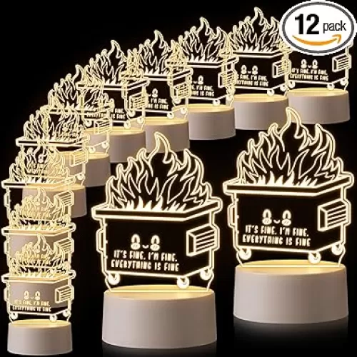 12 Pcs Appreciation Gifts for Employee Staff Team Dumpster Fire Desk Accessories Desk Dumpster Fire Coworker I