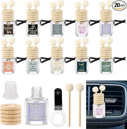 20 Pcs Employee Appreciation Gifts Bulk Empty Car Diffuser Bottles Essential Oil Air Freshener Inspirational Thank You Gifts for Staff Coworker Nurse Teachers
