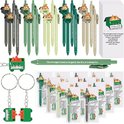 20 Set Motivational Dumpster Appreciation Gifts Bulk Inspirational Dumpster Ballpoint Pens Funny Keychains Bookmarks Positive Back to School Gift for Students Teacher Coworkers Team Staff