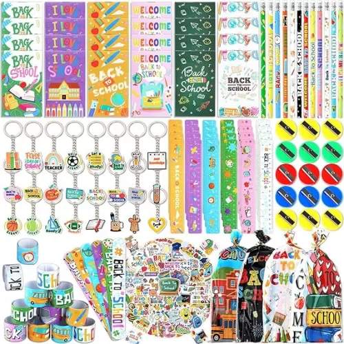 228Pcs Back to School Party Favors Gift Bulks First Day of School Goodie Bag Fillers Stationery Notepads Pencils Rulers Sharpeners Stickers for Student Classroom Rewards Prizes Exchange Gift Supplies
