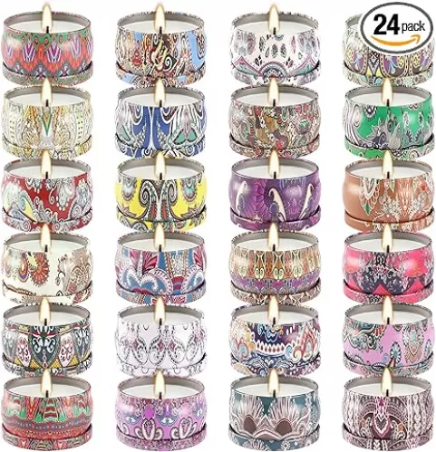 24 Pack Scented Candles Set for Home, Relaxing Stress Relief, Aromatherapy - Natural Soy Wax and Fragrance - Gifts for Women, Mom, Best Friend, Wife, Birthday