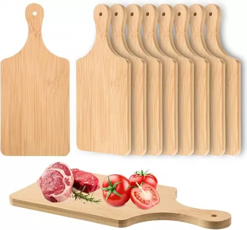 24 Pcs Thicken Bamboo Cutting Board Bulk 11x5 Inch Personalized Wood Chopping Board Customized Laser Engraving Serving Charcuterie Boards for Wedding Mother