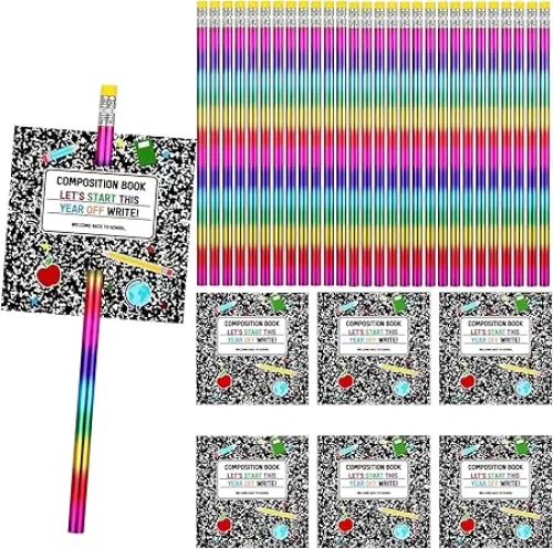 24 Sets Back to School Gifts for Students Include 24 Rainbow Pencils 24 Pcs Welcome Cards for First Day of School Gifts Classroom Rewards