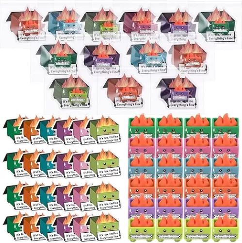 24 Sets Emotional Positive Support Resin Dumpster Ornament Gift Bulk 6 Colors Trash Figure with Inspirational Card Back to School Gift for Student Teacher Thank You Office Team