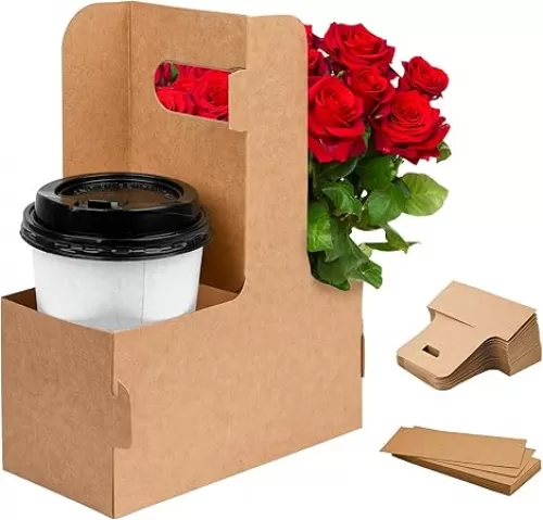 30 Pack Back to School Appreciation Gifts, 2 Cup Drink Carrier with Handle, Kraft Flower Bags Floral Wrap Packing Box, Thank You Gift for Teacher Appreciation, Birthday Wedding Graduation Party Gift