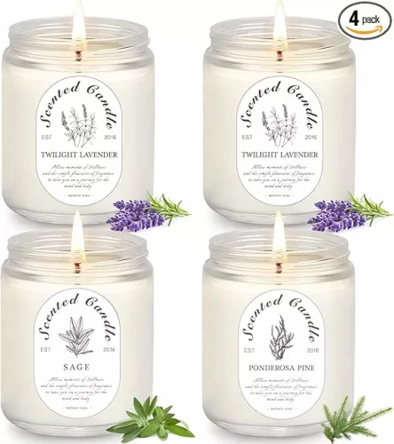 4 Pack Candles for Home Scented, Lavender Candles, 28 oz 200 Hour Long Lasting Aromatherapy Candle Set, Candle Gift Set for Women, Perfect for Birthday Gifts