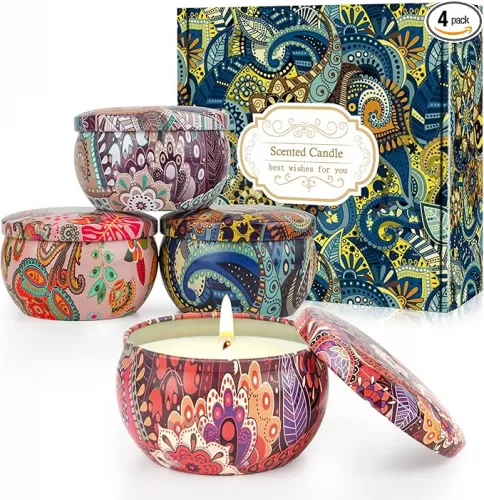 4 Pack Scented Candles Gifts for Women 10oz Home Scented Candles 100Hours Aromatherapy Candle Gifts Set Soy Wax Candles for Christmas Day, Birthday, Mothers Day, Valentine