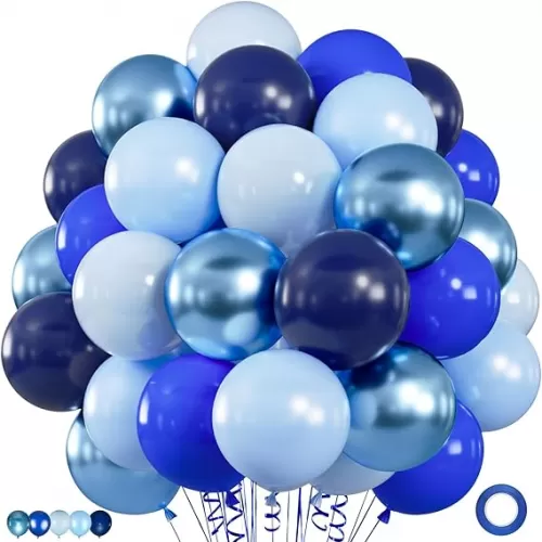 50pcs Blue Balloon Metallic Blue Balloons, 12 inch Chrome Royal Navy Macaron Pastel Blue Balloons for Birthday, Baby Shower, Wedding, Graduation Party Decorations