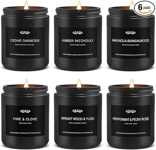 6 Pack Candles for Home Scented Aromatherapy Candles Gifts Set for Men, Men Candle Set, 42 oz 300 Hour Long Lasting Candles, Gifts for Mens, Birthday, Anniversary Present