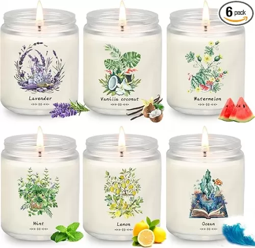 6 Pack Scented Candles for Women, Aromatherapy Candles for Home Scented, 37.8 Oz 300 Hour Long Lasting Lavender Candle, Non Toxic Soy Candles Set Gift for Birthday, Christmas, Anniversary Present