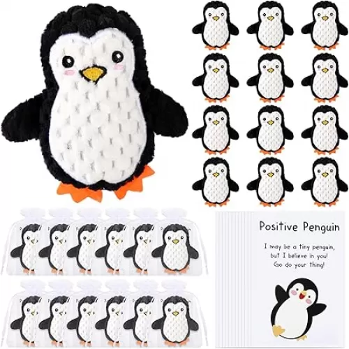 6 Sets Mini Penguin Inspirational Gifts, Handmade Crochet Animals Cute Decor Emotional Gifts for Back to School Students Volunteer Employee Staff