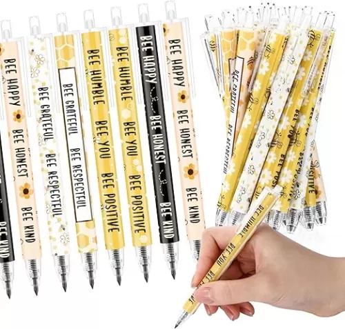 60 Pcs Back to School Eternal Pencils Gift for Student from Teacher, Motivational Forever Pencils, First Day of School Gifts, Funny Welcome Rewards Stationery for Class, 6 Styles(Bee)
