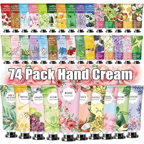 74 Pack Hand Cream Gift Set For Women and Girls, Mothers Day Gifts Bulk, Teacher Appreciation Gifts, Nurses Gifts, Natural Plant Hand Lotion For Dry Cracked Hands, Scented Mini Hand Lotion Travel Size