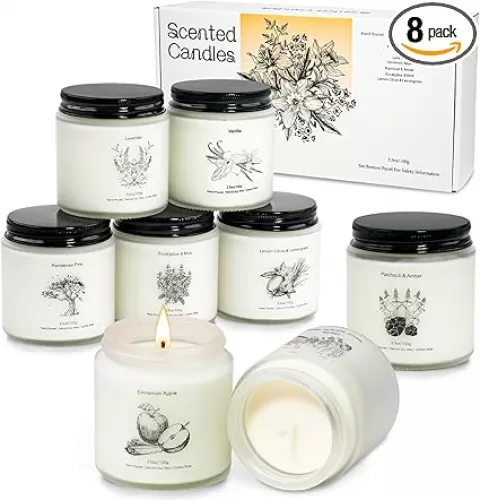 8 Pack Candles for Home Scented, Aromatherapy Candles Gifts Set for Women, Natural Soy Wax Jar Candles Set, Stocking Stuffers for Women and Birthday, Valentine