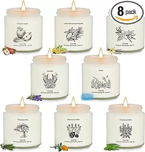 8 Pack Candles for Home Scented, Gifts for Women, Aromatherapy Candle Set for Women, Natural Soy Wax Jar Candles Set, Candle Gifts for Mother