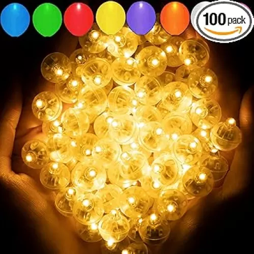 Aogist 100pcs Warm White Balloon Light, Long Standby Time Waterproof Mini Ball Light, Round LED Lamp for Paper Lantern Balloon Party, Wedding, Birthday, Festival, New Year and Christmas Decorative