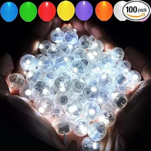 Aogist 100pcs White Balloon Lights, Long Standby Time Waterproof Mini Light, Battery Powered, Round LED Ball Lamp for Latex Balloon Paper Lantern Party Wedding Festival Christmas Halloween Decorative