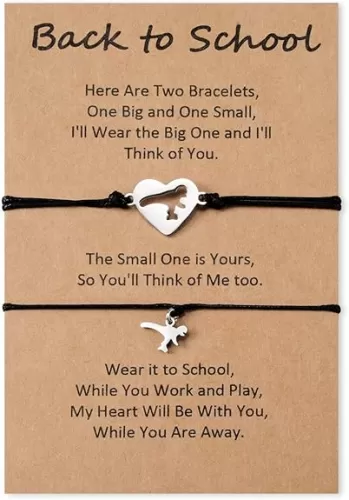 Back to School Gifts Mommy and Me Bracelet First Day of School Matching Wish Bracelets Set for Mother Daughter Son Women Teen Girls Boys Jewelry Gift