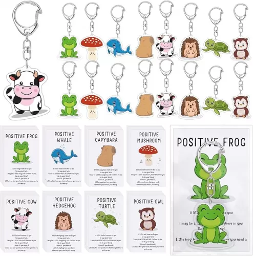 Back to School Keychains Gifts for Student Positive Thank You Animal Keychains with Emotional Positive Support Cards