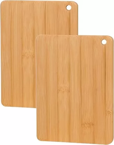 Bamboo Cutting Board Set Durable Wood Cutting Boards for Kitchen with Deep Juice Grooves Ideal Charcuterie Chopping for Meat, Vegetables and Fruits Ideas Kitchen Gift (Set of 2(M+M))
