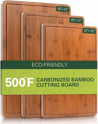 Bamboo Cutting Boards for Kitchen, Large Wood Cutting Board Set with Juice Grooves and Handles, Multi-Size Charcuterie Boards for Meat Vegetables Fruits, Great for Meal Prep, Serving & Gifting