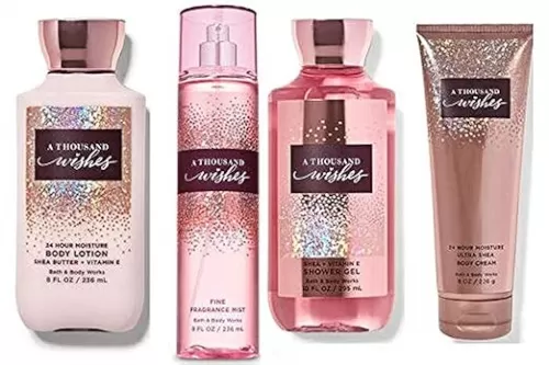 Bath and Body Works A Thousand Wishes Gift Set- Body Lotion, Shower Gel, BodyCream, Fine Fragrance Mist - FULL SIZE