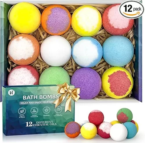 Bath Bombs Birthday Gift for Women Mom Her Daughter Wife Set - 12Pack Handmade Natural & Organic, Spa Relaxing Birthday Gifts for Men, Aromatherapy Bubble Bath, Amazing Present for Kids