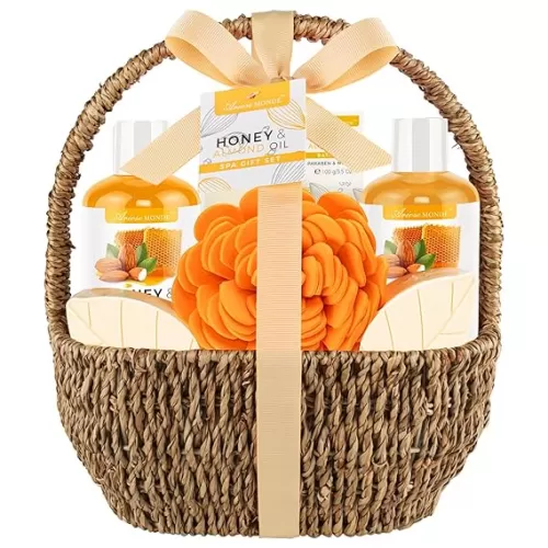 Bath Spa Gift Basket, Bath & Body Gift Set for Women & Men, Includes Shower Gel, Bubble Bath, Bath Salt, Bath Sponge, Spa Gift Box for Mother