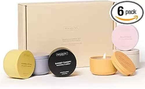 Benevolence LA Candle Gift Set – 6 Scented Candles (1.4 oz) | Aromatherapy Candles with Orange, Eucalyptus, Rose, & Jasmine Scents