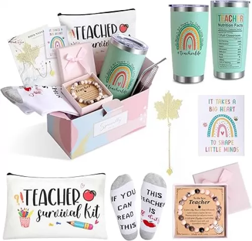 Best Teacher Appreciation Gifts for Women, Back to School, End of Year, Christmas, Birthday, Thank You Gifts for New Teacher from Student-20 oz Tumbler Set