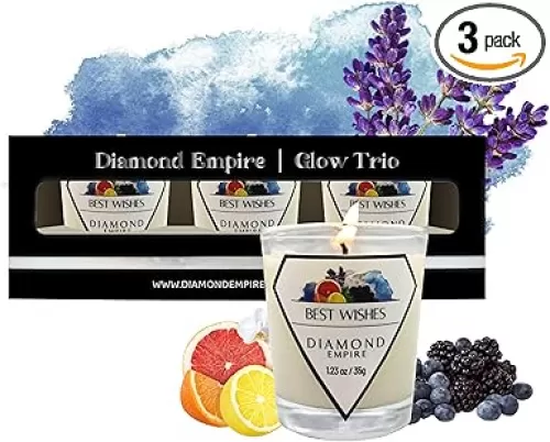 Best Wishes Scented Soy Candles for Home, Relaxing Stress Relief, Aromatherapy, Natural Soy Wax & Fragrance Glass Jar Candle, Gifts for Women, Men, Mom, Wife, Birthday, 70+HR Burn Time- Set of 3 Pack