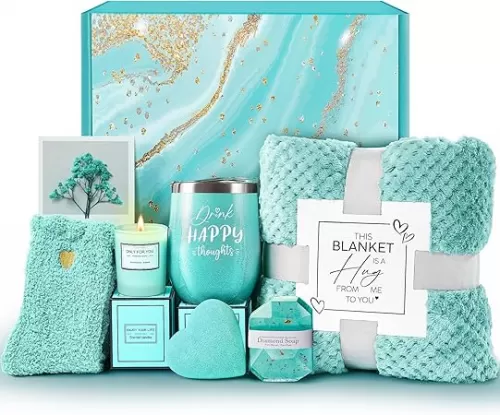 Birthday Gifts for Women, Get Well Soon Gifts Self Care Gifts, Gardenia Spa Gift Basket Care Package with Blanket, Christmas Valentines Mothers Day Gifts for Mom Wife Girlfriend Best Friend Her