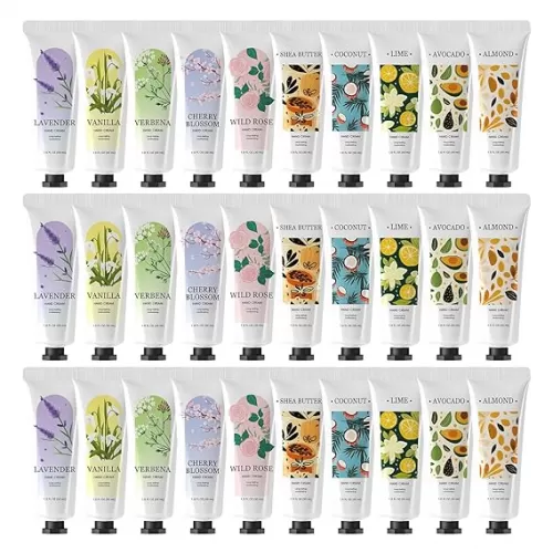BODY & EARTH 30 Pack Hand Lotion Travel Size – Hand Cream with Shea Butter and Natural Plant-Based Scents, Gifts for Women – Mother