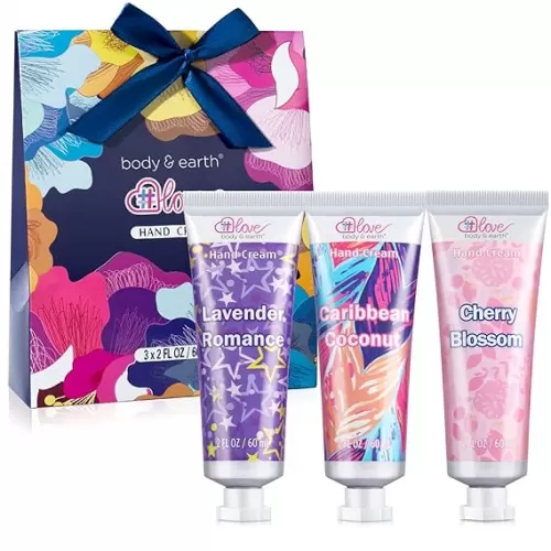BODY & EARTH Hand Cream Gift Set, Natural Plant Fragrance Hand Lotion with Argan Oil and Glycerin for Women, Travel Size Lotion for Dry Hands Gift Set, Mothers Day GIfts for Mom