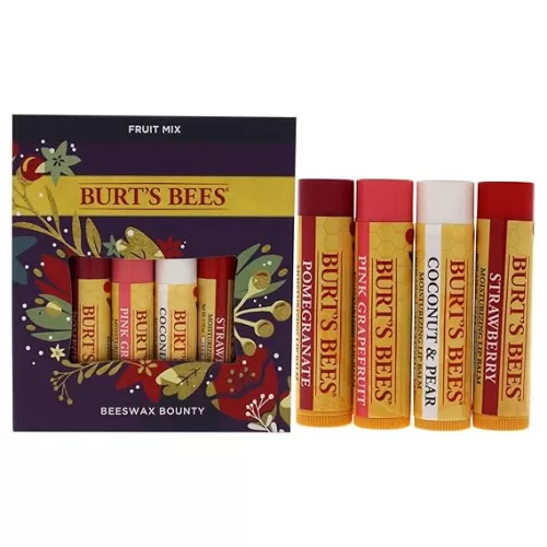 Burt’s Bees Holiday Gift, 4 Lip Balm Stocking Stuffer Products, Beeswax Bounty Assorted Set - Original Beeswax, Vanilla Bean, Cucumber Mint & Coconut Pear (Old Verison)