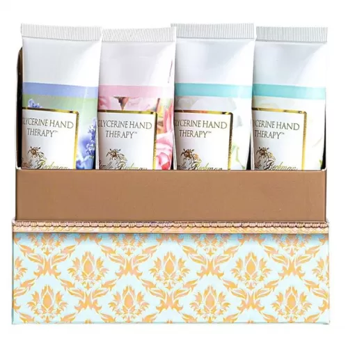 Camille Beckman The Floral Collection Gift Set, Four 1.35 oz Tubes, Gardenia Breeze, White Lilac, Glycerine Rosewater, English Lavender Scents