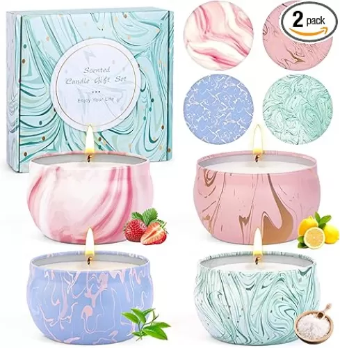 Candle Gifts, Scented Candles Christmas Gift Set for Women, 4 Pack Aromatherapy Candles for Home Scented, Natural Soy Wax Candles Gift Set for Birthday, Mother