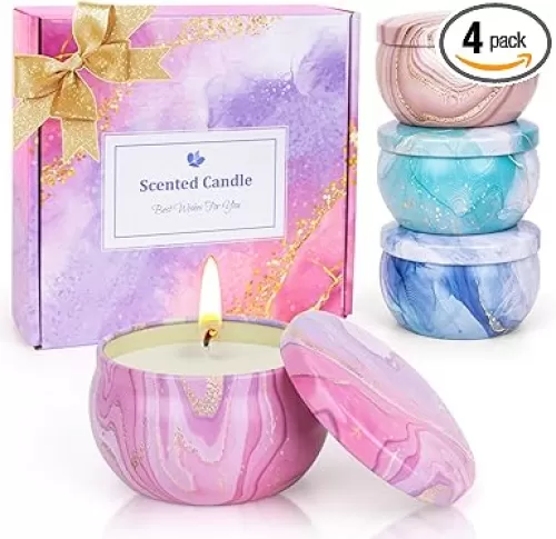 Candles Gift Set for Women, Aromatherapy Candles for Home Scented 4 Pack, 80 Hours Long Lasting, Womens Gifts for Christmas, Birthday, Valentines Day