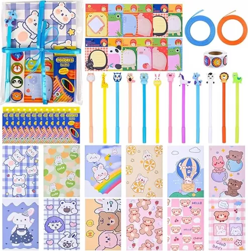 Cartoon Animals Party Favors Supplies Stationery Set Back to School Gifts Party Goodie Bag Stuffers Pinata Filler Supplies Classroom Prize.