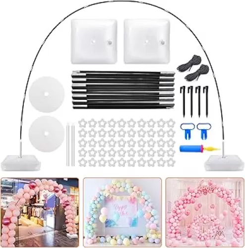 Chamvis Balloon Arch Kit, 9FT Height & 10FT Width Adjustable Balloon Arch Stand Frame Garland Stand: Wedding Baby Shower Birthday Photo Backdrop