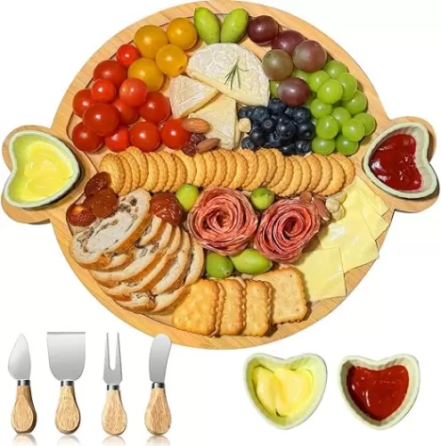 Charcuterie Boards, Cute Bamboo Cheese Board, House Warming Gifts New Home, Wedding Bridal Shower Gift, Birthday Mother